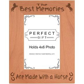 ThisWear Horseshoe Picture Frame Memories Made with a Horse Frame Wood Engraved 4x6 Portrait Picture Frame