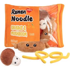 Nenalayo Plush Pillow Cute Bag of Sausage Mushroom Ramen Noodle Plush Toy, Removable Fluffy Stuffed Dolls Creative Gifts for Girls Kids, Sofa Chair Decorative Pillow