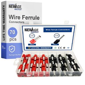 New Age America® 390 قطعة موصل طرفي للسلك | AWG 16-2 الحلقات | نحاس ونايلون | طرف نهاية دبوس الحبل المعزول وغير المعزول | مرمزة بالألوان | موصلات تجعيد الطويق | موصلات الأسلاك