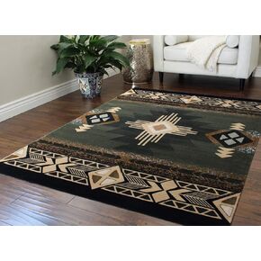 South West Native American Area Rug Design C318 Sage Green (5 Feet X 7 Feet)