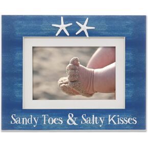 Lawrence Frames 4x6 or 5x7 Sandy Toes and Salty Kisses Beach Picture Frame - Shell Design, Blue