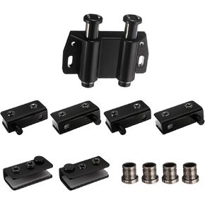 uxcell Glass Door Hinge, 1 Set - Stainless Steel Magnetic Catch Latches and Glass Clamps for Double Door, for Cupboard Showcase Glass Door Swinging (Black)