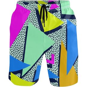 Retro 80s 90s Pattern Men's Swim Trunks Boy's Swim Trunks Summer Quick Dry Bathing Suits XL Multicoloured
