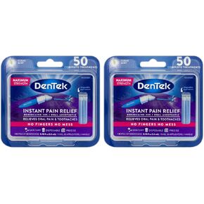 DenTek Instant Oral Pain Relief Maximum Strength Kit for Toothaches, 50-Count per Pack (2-Pack)