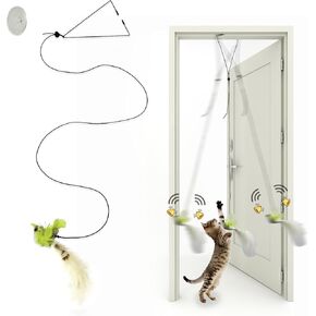 Cat Toys Indoor Hanging Door Retractable Bird Cat Toy for Kitten Fun Exercise Interactive String Feather Cat Toys for Hunting Chase (6 Pack)