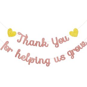 Glod Glittery Thanks for Helping Us Grow Banner Thank You Banner Thanksgiving Party Decorations Thanksgiving Decor Thank You Teachers Banner Pastor Appreciation Decorations