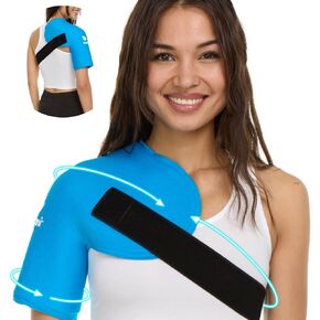 FOMI Premium Shoulder Hot Cold Solid Gel Ice Pack | Cooling Compression Therapy Wrap | Rotator Cuff, Tendonitis, Surgery Recovery Pain Relief | Comfortable Heating and Cooling Arm Compress