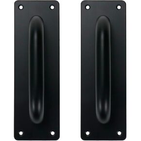 Woogim 2PCS 7" Door Handles Pull Push Door Plate Handles Black Sliding Barn Commercial Fire Door Handles 7.87"x2.56"