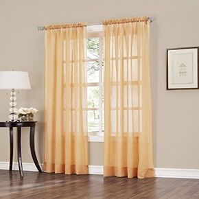 2-Piece Sheer Crushed Voile Window Covering/Curtain/Drape/Panel/Treatment, Red, 50 by 84-Inch