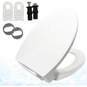 SS114 Soft Slow Close Toilet Seat Compatible with TOTO SS113/SS154/SS224/SS204/SS214/SS237/SS247, Heavy Duty Elongated Toilet Seat for Heavy People Replacement Parts with 1-pack Toilet Bolts and Nuts