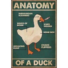 Knowledge Metal Tin Sign Anatomy Of A Duck Retro Poster Restaurant Cafe Living Room Kitchen Bathroom Home Art Wall Decoration Plaque Gift 8x12 inch