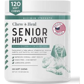 Glucosamine for Dogs Hip and Joint Supplement - 120 Soft Chews for Senior Dogs with Glucosamine, Chondroitin, MSM, Vitamin C, and Omegas - for Mobility, Cartilage, and Joint Health