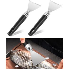 2 Pack Fish Scale Remover, 304 Stainless Fish Scales Scraping Tool, Serrated Fish Cleaning Tools, Fish Descaler Tool for Restaurant Chef and Home Cooking Seafood Tools