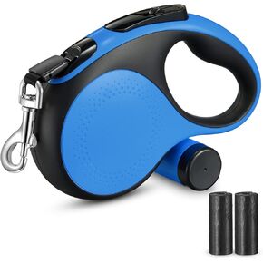 LMVVC Retractable Dog Leash 16Ft Durable Dog Walking Leash Suits for Large Dogs or Cats with LED Flashlight and New Upgraded Charging Port Heavy Duty Pet Walking Up to 110lbs Blue