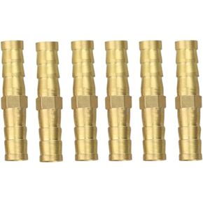 Brass Hose Barb Fitting, Splicer/Union/Mender, 3/8" Barbed x 3/8" Barbed Fuel Line Connector -6Pcs