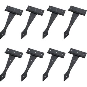 MY MIRONEY 8Pcs Strap Hinges Black Tee Hinges Decorative T Door Hinges Hardware Gate Hinges Iron Shed Hinges with Screws, 4-Inch