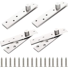 Door Hinge 4 Sets Heavy Duty Hidden Door Hinges, ainless 6 h Offset-Axes 360 Degree Swinging Door Hardware Invisible Rotating Hinge for Bookcase, Shower Door, Cafe Door, Wine Cabinet,Silver in Kuwait