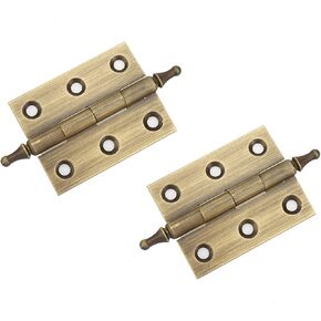 Mcredy 2pcs 2 Inch Retro Style Solid Brass Loose Pin Hinges with Ball Finials (Antique Copper)