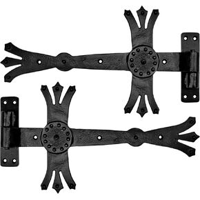 T Hinge Set - 2 Pieces Gate Hinges for Wooden Fences Heavy Duty - Barn Hinges for Doors - Black Hinges – Hinges for Shed Door - Door Hinges Black Matte - Hinges Outdoor - Fence Strap Hinge Set