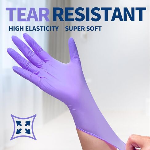 Nitrile Exam Glove, 3.5 mil Disposable Medical Gloves Powder-Free Latex-Free, Box of 100 pcs (Purple) (Large) in Saudi Arabia