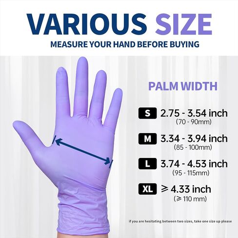 Nitrile Exam Glove, 3.5 mil Disposable Medical Gloves Powder-Free Latex-Free, Box of 100 pcs (Purple) (Large) in Saudi Arabia