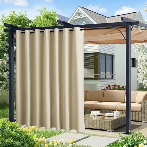 NICETOWN 2 لوحات رمادي داكن في الهواء الطلق الستائر للفناء للماء، الفولاذ المقاوم للصدأ جروميت داخلي في الهواء الطلق الستائر الرأسية الباردة والحرارة Blokcing للشرفة / نزهة، W55 × L78 in Kuwait