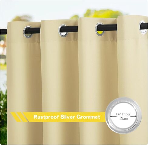 NICETOWN 2 لوحات رمادي داكن في الهواء الطلق الستائر للفناء للماء، الفولاذ المقاوم للصدأ جروميت داخلي في الهواء الطلق الستائر الرأسية الباردة والحرارة Blokcing للشرفة / نزهة، W55 × L78 in Kuwait