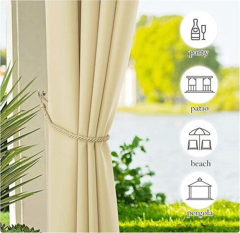 NICETOWN 2 لوحات رمادي داكن في الهواء الطلق الستائر للفناء للماء، الفولاذ المقاوم للصدأ جروميت داخلي في الهواء الطلق الستائر الرأسية الباردة والحرارة Blokcing للشرفة / نزهة، W55 × L78 in Kuwait