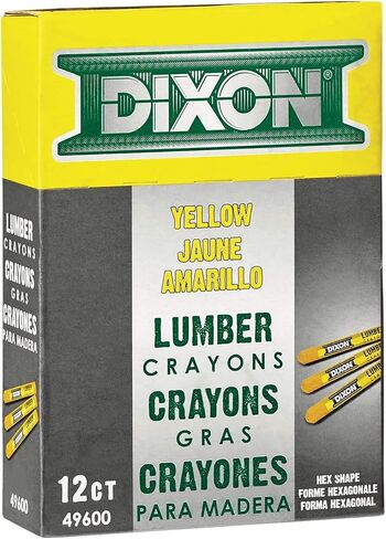 DIXON Industrial Lumber Marking Crayons, 4.5" x 1/2" Hex, Yellow, 12-Pack (X49600) in Kuwait