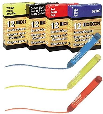 DIXON Industrial Lumber Marking Crayons, 4.5" x 1/2" Hex, Yellow, 12-Pack (X49600) in Kuwait