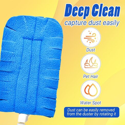 15 قطعة منفضة قابلة لإعادة الاستخدام، منافض للتنظيف، عبوات منفضة شديدة التحمل مع قطعتين من المقبض الممتد وقطعتين من المقبض القصير، وسادات منفضة قابلة للغسل لمروحة السقف الصلبة ونافذة الخشب الصلب in Kuwait