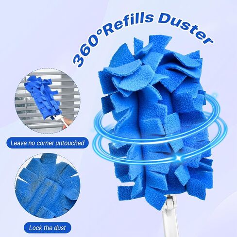 15 قطعة منفضة قابلة لإعادة الاستخدام، منافض للتنظيف، عبوات منفضة شديدة التحمل مع قطعتين من المقبض الممتد وقطعتين من المقبض القصير، وسادات منفضة قابلة للغسل لمروحة السقف الصلبة ونافذة الخشب الصلب in Kuwait