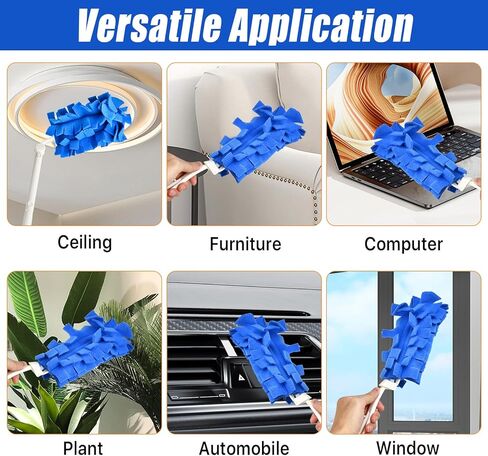 15 قطعة منفضة قابلة لإعادة الاستخدام، منافض للتنظيف، عبوات منفضة شديدة التحمل مع قطعتين من المقبض الممتد وقطعتين من المقبض القصير، وسادات منفضة قابلة للغسل لمروحة السقف الصلبة ونافذة الخشب الصلب in Kuwait