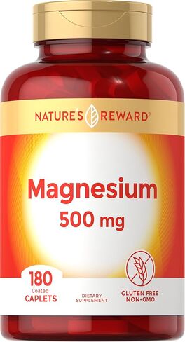 Magnesium Oxide Supplement - 500mg - 180 Count - Vegetarian, Non-GMO & Gluten Free Formula - by Nature's Reward in Kuwait