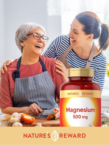 Magnesium Oxide Supplement - 500mg - 180 Count - Vegetarian, Non-GMO & Gluten Free Formula - by Nature's Reward in Kuwait