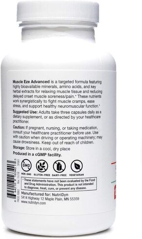 120 كبسولة من Muscle Eze Advanced، Nutri-Dyn، يساعد على استرخاء أنسجة العضلات، ويدعم المغنيسيوم الصحي in Kuwait