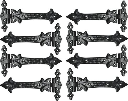T Hinge Set - 8 Piece Gate Hinges for Wooden Fences Heavy Duty - Barn Hinges for Doors - Black Hinges – Hinges for Shed Door - Door Hinges Black Matte - Hinges Outdoor - Fence Strap Hinge Set in Kuwait