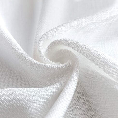 jinchan الخصوصية شبه شير الستائر البيضاء لغرفة النوم عارضة نسج نافذة الستائر لغرفة المعيشة الكتان الستائر ستارة النافذة البيضاء 63 بوصة طول 2 لوحات in Kuwait