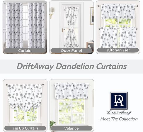 DriftAway الهندباء الأزهار النباتية اصطف الحرارية معزولة التعتيم غرفة سواد جروميت توفير الطاقة نافذة الستائر 2 طبقات 2 لوحات كل حجم 52 بوصة بنسبة 84 بوصة رمادي in Kuwait