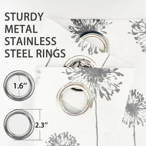 DriftAway الهندباء الأزهار النباتية اصطف الحرارية معزولة التعتيم غرفة سواد جروميت توفير الطاقة نافذة الستائر 2 طبقات 2 لوحات كل حجم 52 بوصة بنسبة 84 بوصة رمادي in Kuwait