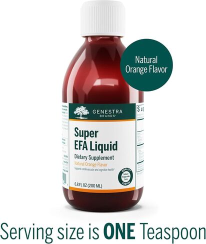 Genestra Brands Super EFA Liquid | Supports Cardiovascular Health, and The Development of Brain, Eyes, and Nerves in Children* | 6.8 Fl Oz | Natural Orange Flavor in Saudi Arabia