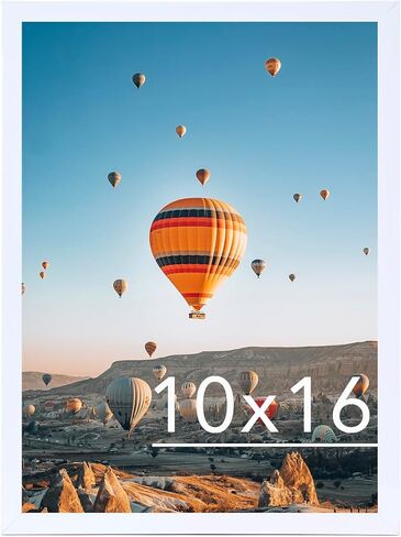 إطار صورة أبيض مقاس 10 × 16 للتعليق على الحائط، تثبيت على الحائط أفقيًا أو رأسيًا، إطار صورة لملصق معرض الحائط مقاس 10 × 16 مع زجاج شبكي مقاوم للكسر، أبيض in Kuwait