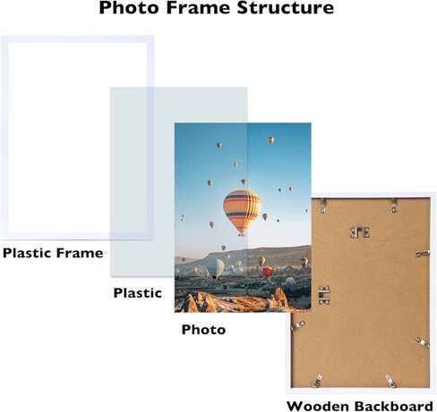 إطار صورة أبيض مقاس 10 × 16 للتعليق على الحائط، تثبيت على الحائط أفقيًا أو رأسيًا، إطار صورة لملصق معرض الحائط مقاس 10 × 16 مع زجاج شبكي مقاوم للكسر، أبيض in Kuwait