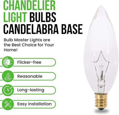 Blunt Tip Decorative Candle Light Bulbs CTC Chandelier Bulbs Torpedo Tip Incandescent Light Bulbs, E12 Candelabra Light Bulb Base, Soft White, Pack of 12 (25W-TORPEDO-12PK) in Saudi Arabia