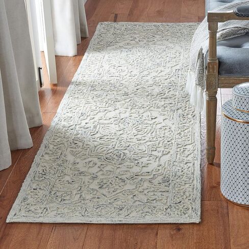 سجادة SAFAVIEH Trace Collection - 2'3" x 8'، عاجية وطبيعية، صوف مصنوع يدويًا، مثالية للمناطق ذات حركة المرور العالية في غرفة المعيشة وغرفة النوم (TRC302A) in Saudi Arabia