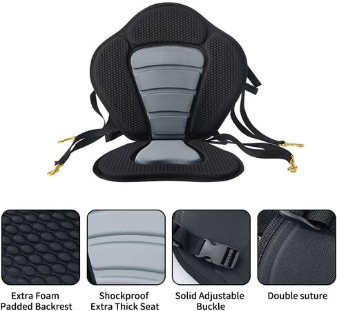 OSLEN Kayak Seat Canoe Seats Adjustable Kayak Backrest Replacement Seat with Detachable Storage Bag Universal Paddle Board Seat for Kayaking Canoeing Rafting Fishing (Grey)… in Saudi Arabia