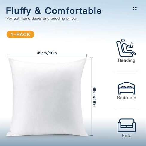 OTOSTAR Pillow Insert 18x18 Inch, Decorative Square Throw Pillow Inserts, Premium Fluffy Pillow Forms Sham Stuffer for Sofa Bed Couch Living Room- Indoor in Kuwait