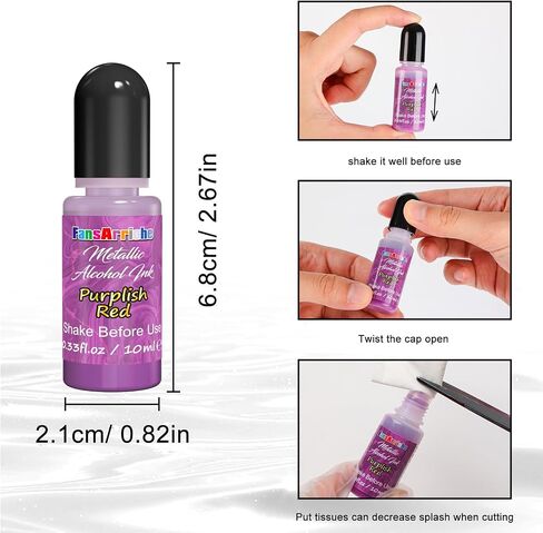 Metallic Alcohol Ink Set - 20 Metal Colors, Concentrated Alcohol-Based Ink, Epoxy Resin Paint Dye for Resin Coasters, Acrylic Painting, Tumbler Making,10 ml Each in Kuwait
