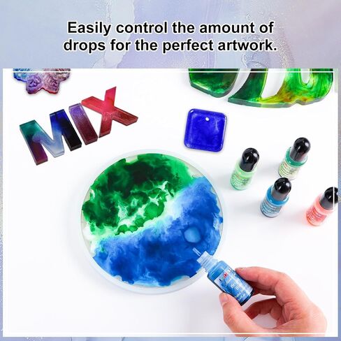 Metallic Alcohol Ink Set - 20 Metal Colors, Concentrated Alcohol-Based Ink, Epoxy Resin Paint Dye for Resin Coasters, Acrylic Painting, Tumbler Making,10 ml Each in Kuwait