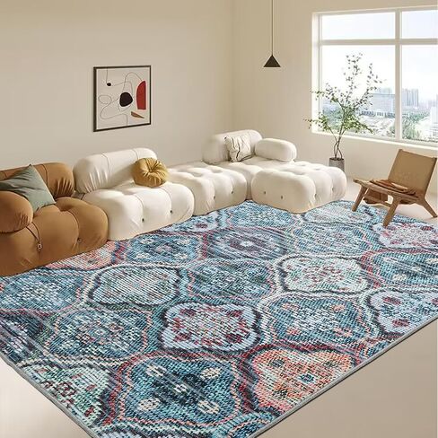 HOMBYS 10 × 14 قدم سجادة منطقة ذات نمط هندسي مغربي لغرفة المعيشة وغرفة النوم، سجادة أرضية كبيرة أنيقة غير قابلة للانزلاق لغرفة الطعام في المكتب الداخلي، ديكور منزلي شرقي حديث بوهو، يمكن غسله في الغسالة in Kuwait